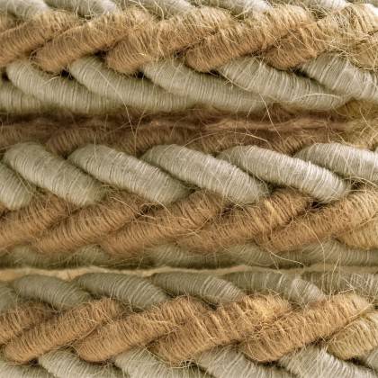 2XL jute og naturligt grå linned snoet rebkabel, 2x0,75 elektrisk kabel. 24 mm i diameter