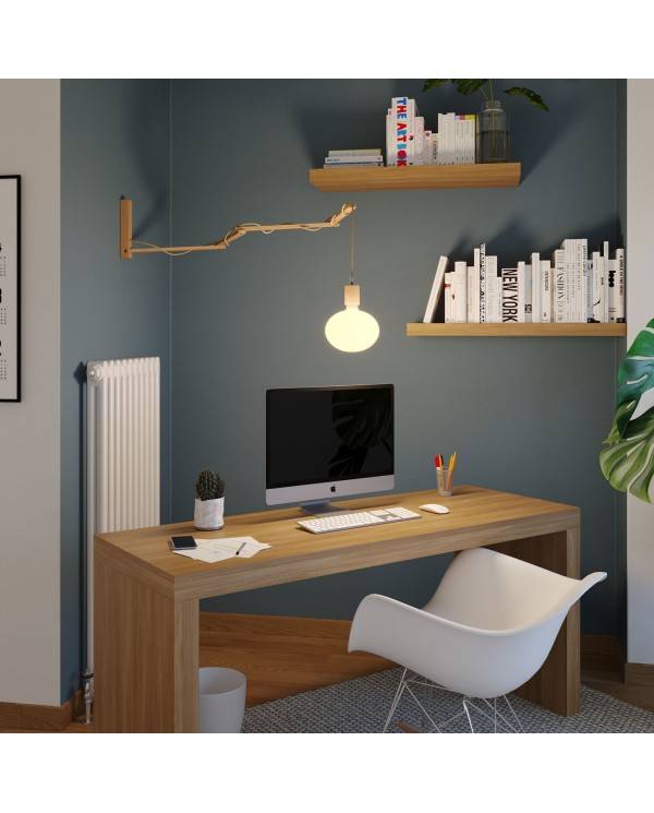 Pinocchio XL, soporte de pared de madera regulable para lámparas de pared