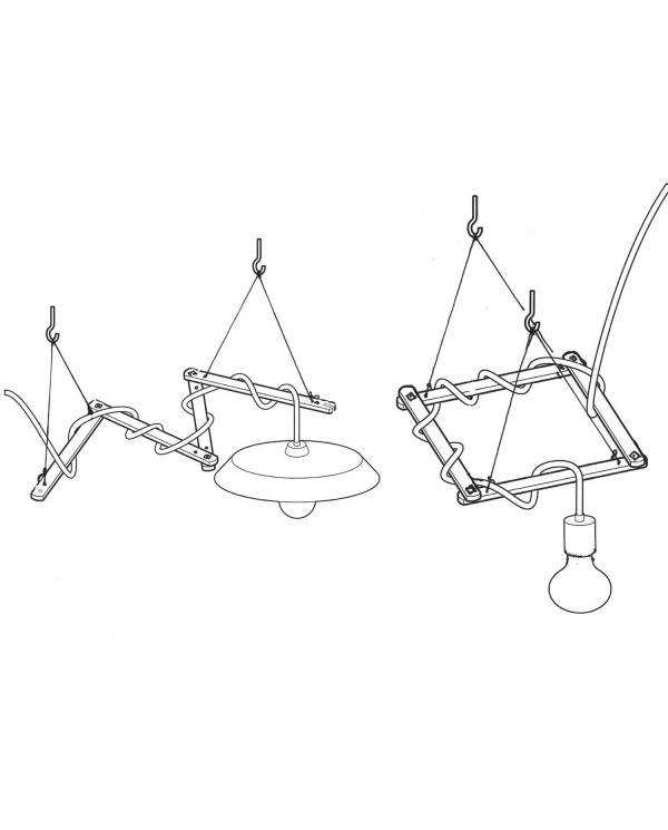 Zigh-Zagh, suporte ajustável para teto em madeira para candeeiros suspensos