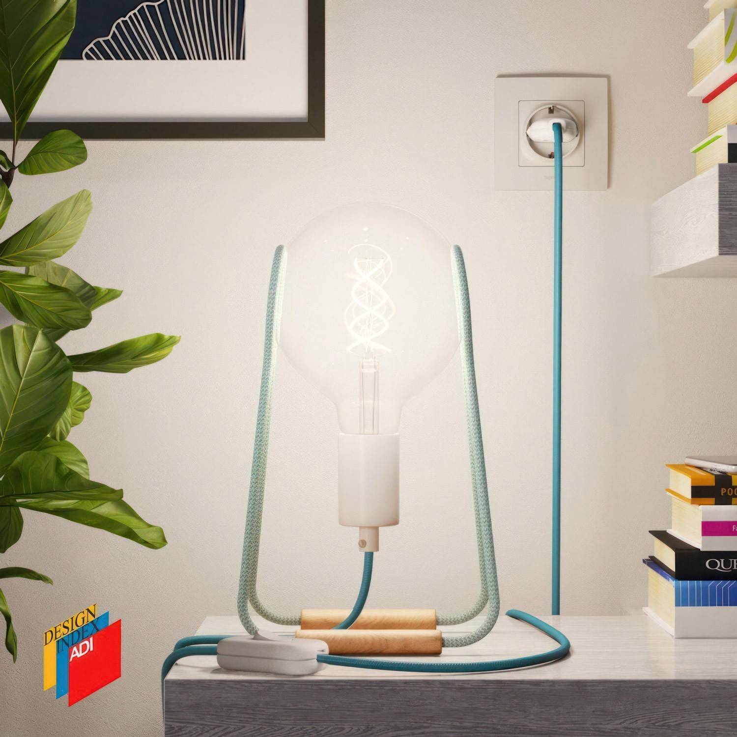 Taché Metal, table lamp complete with a fabric cable, switch and two-pin plug