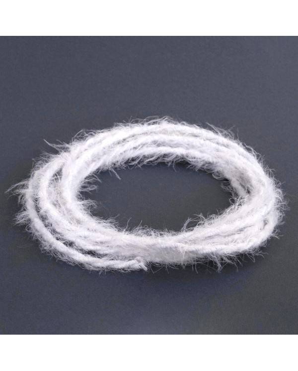 Burlesque upleteni kabel za rasvjetu prekriven tkaninom s efektom dlaka Bijeli TP01