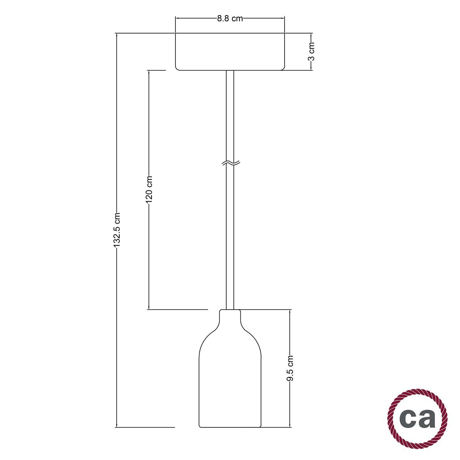 Lampa wisząca Made in Italy z kablem w oplocie i drewnianym elementami