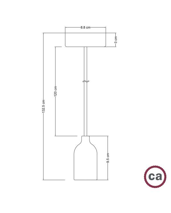 Lampa wisząca Made in Italy z kablem w oplocie i drewnianym elementami