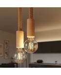 Hanglamp met 2 lichtpunten, compleet met touw 2XL en houten afwerkingen