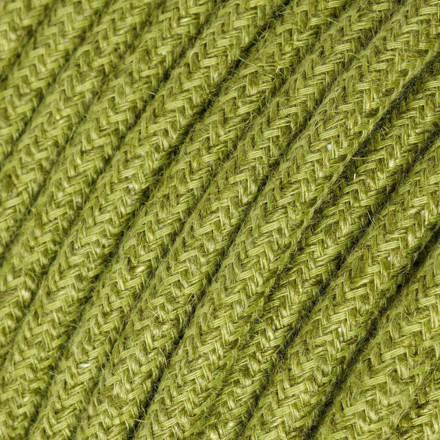 Cablu textil verde din iută - The Original Creative-Cables - RN23 rotund 2x0.75mm / 3x0.75mm