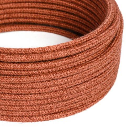 Kulatý textilní elektrický kabel opletený jutou RN27 oranžový