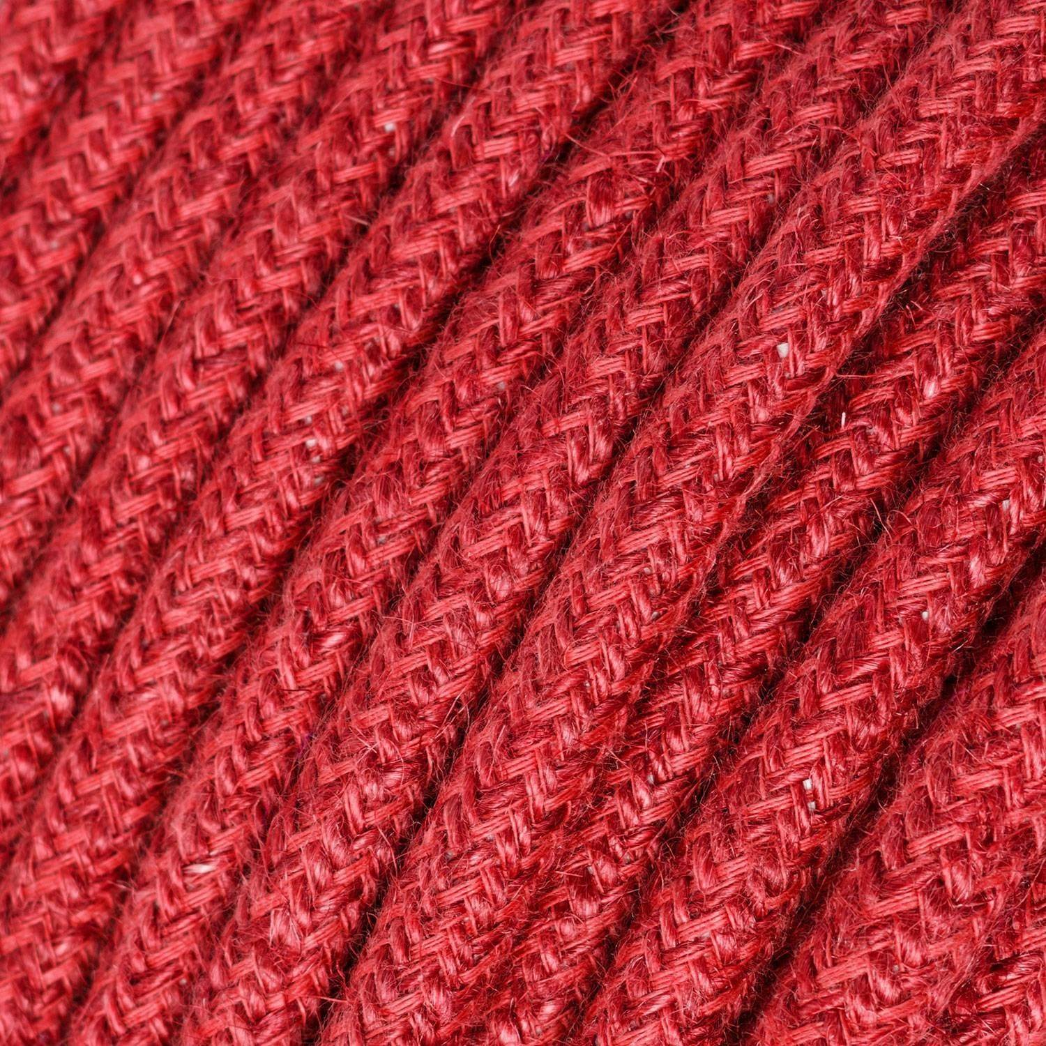 Cablu textil din iută de culoare roșie cireașă - The Original Creative-Cables - RN24 rotund 2x0.75mm / 3x0.75mm