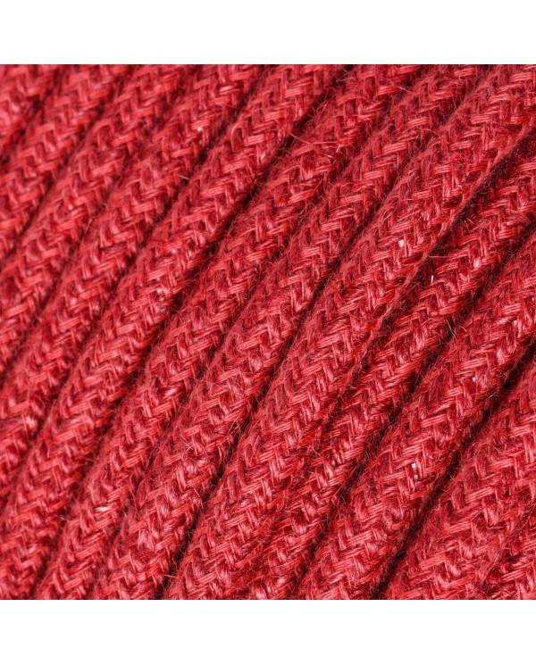 Cablu textil din iută de culoare roșie cireașă - The Original Creative-Cables - RN24 rotund 2x0.75mm / 3x0.75mm