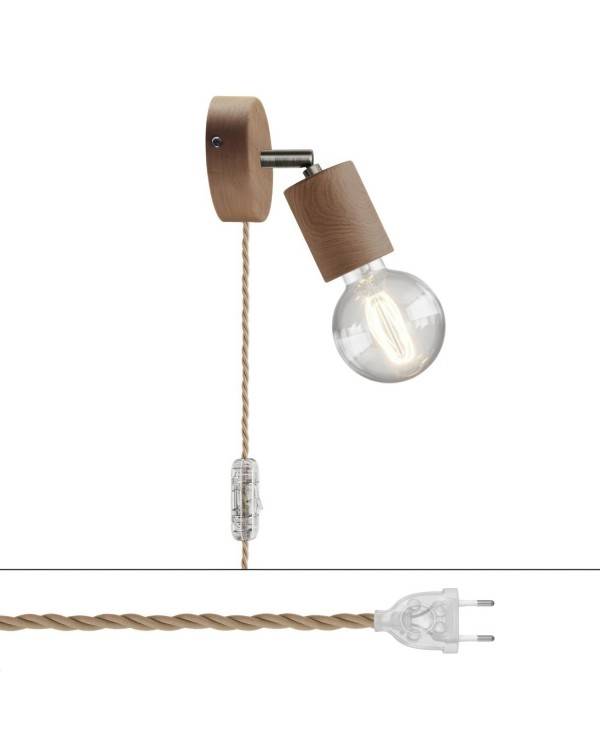 Spostaluce lampa med justerbar koppling i trä