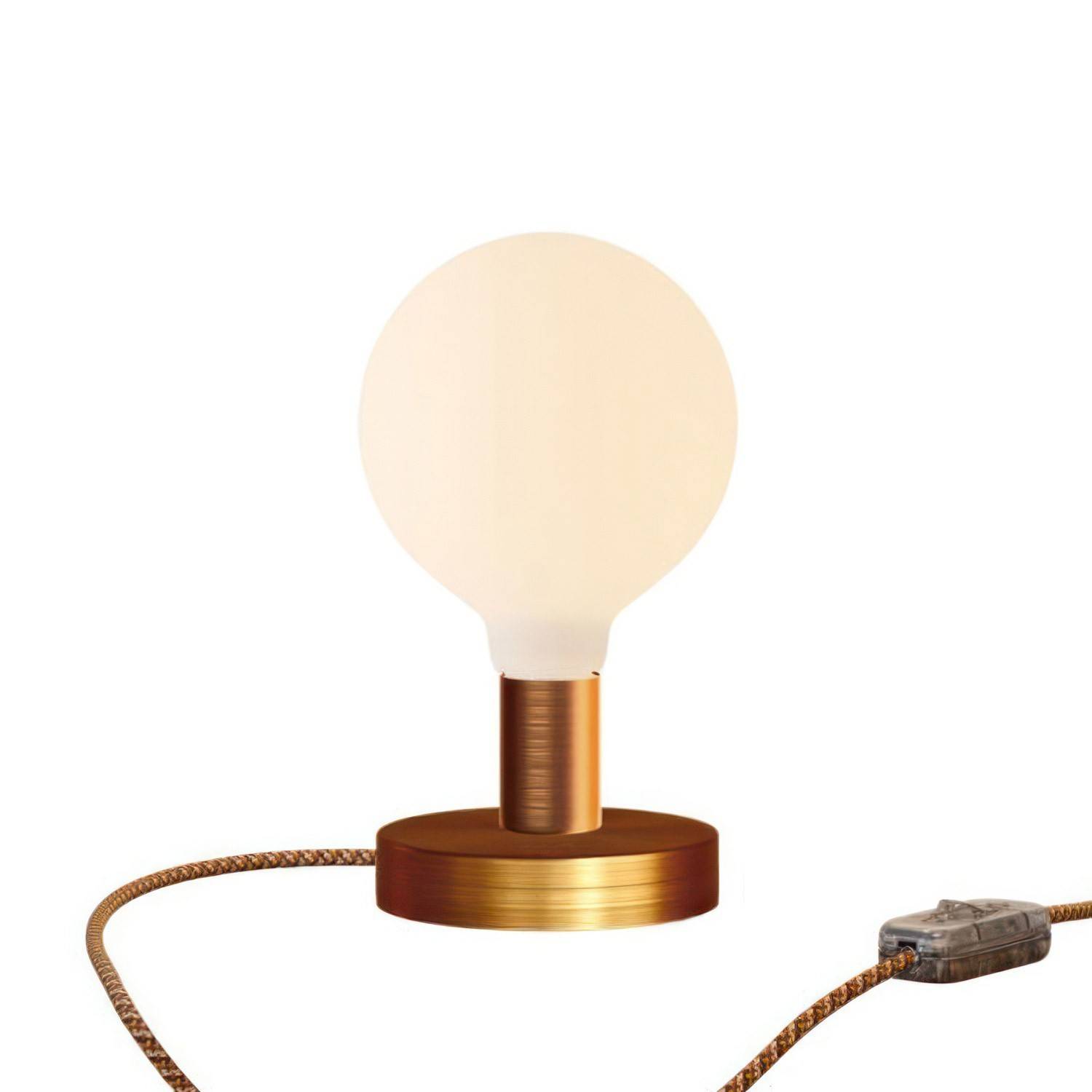 Lampa de masă din metal Posaluce Globe cu priză cu două pini.
