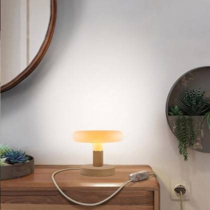 Lampa de masă din lemn Posaluce Dash cu mufă cu două pini