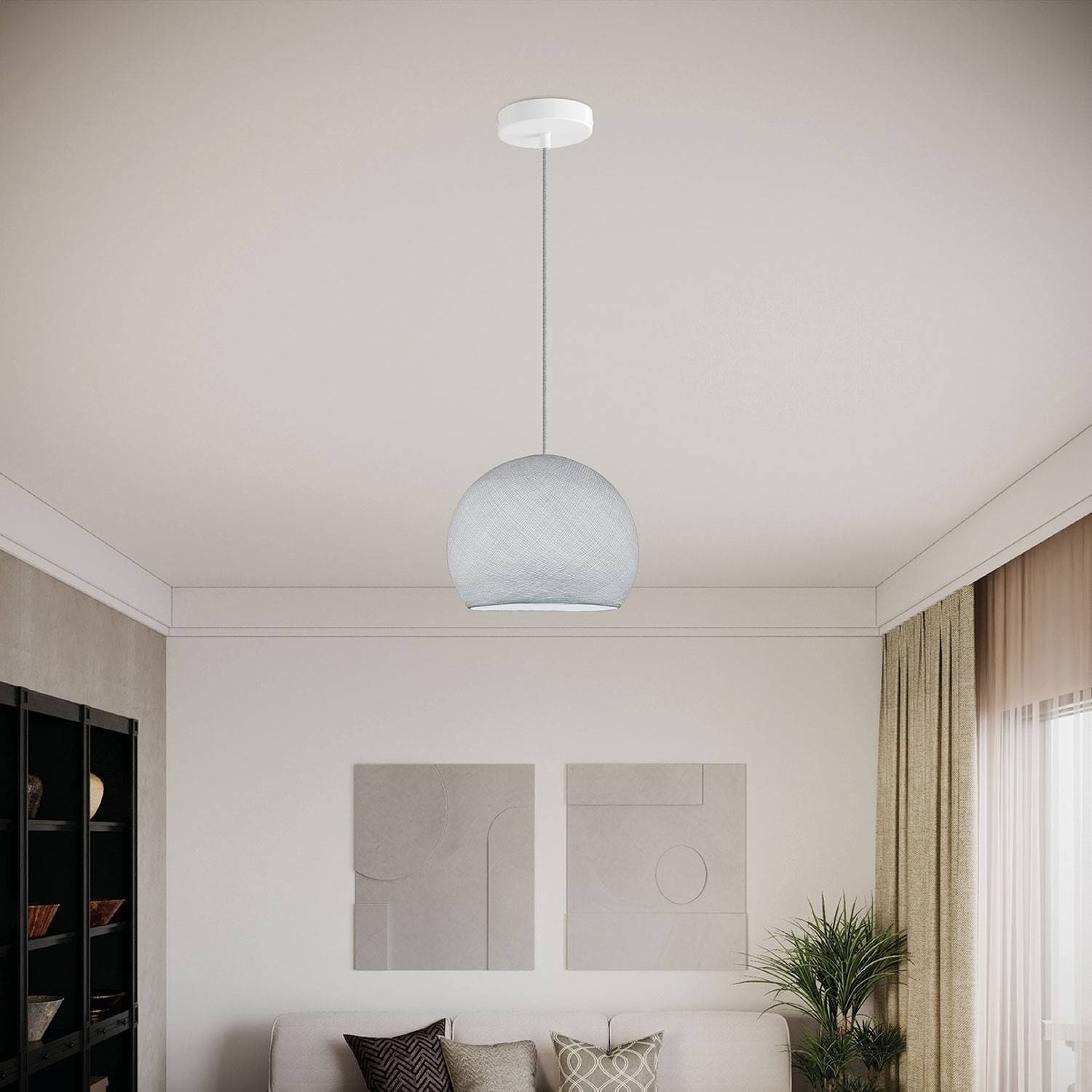 Lampa wisząca z tekstylnym kloszem Dome