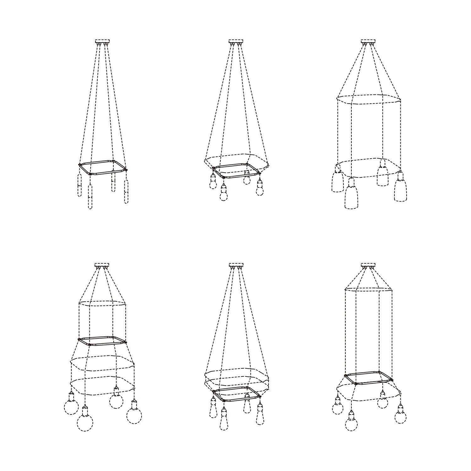 Cage Cuadrada - Estructura para lámparas de araña