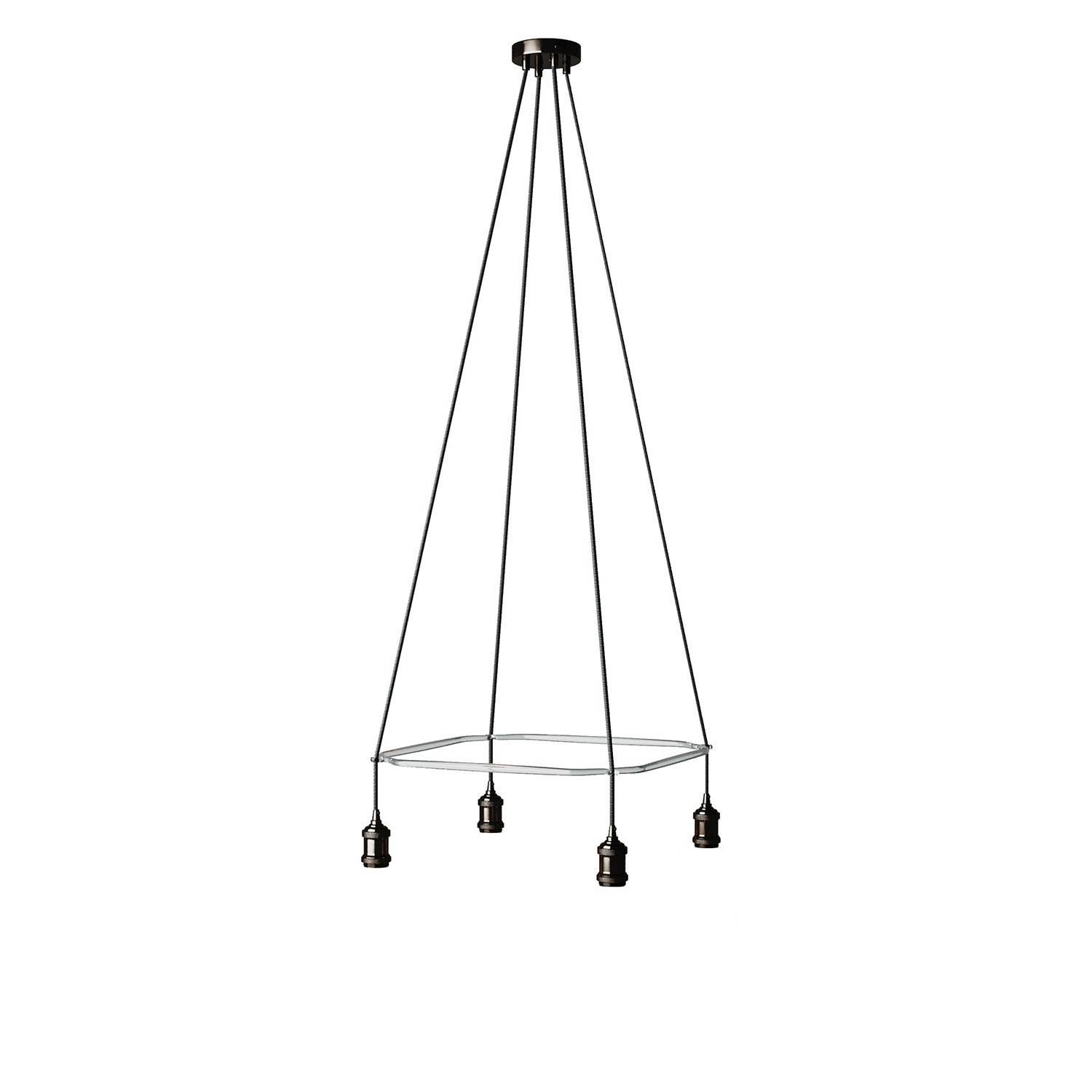 4 Pendels Cage Crystal Lamp