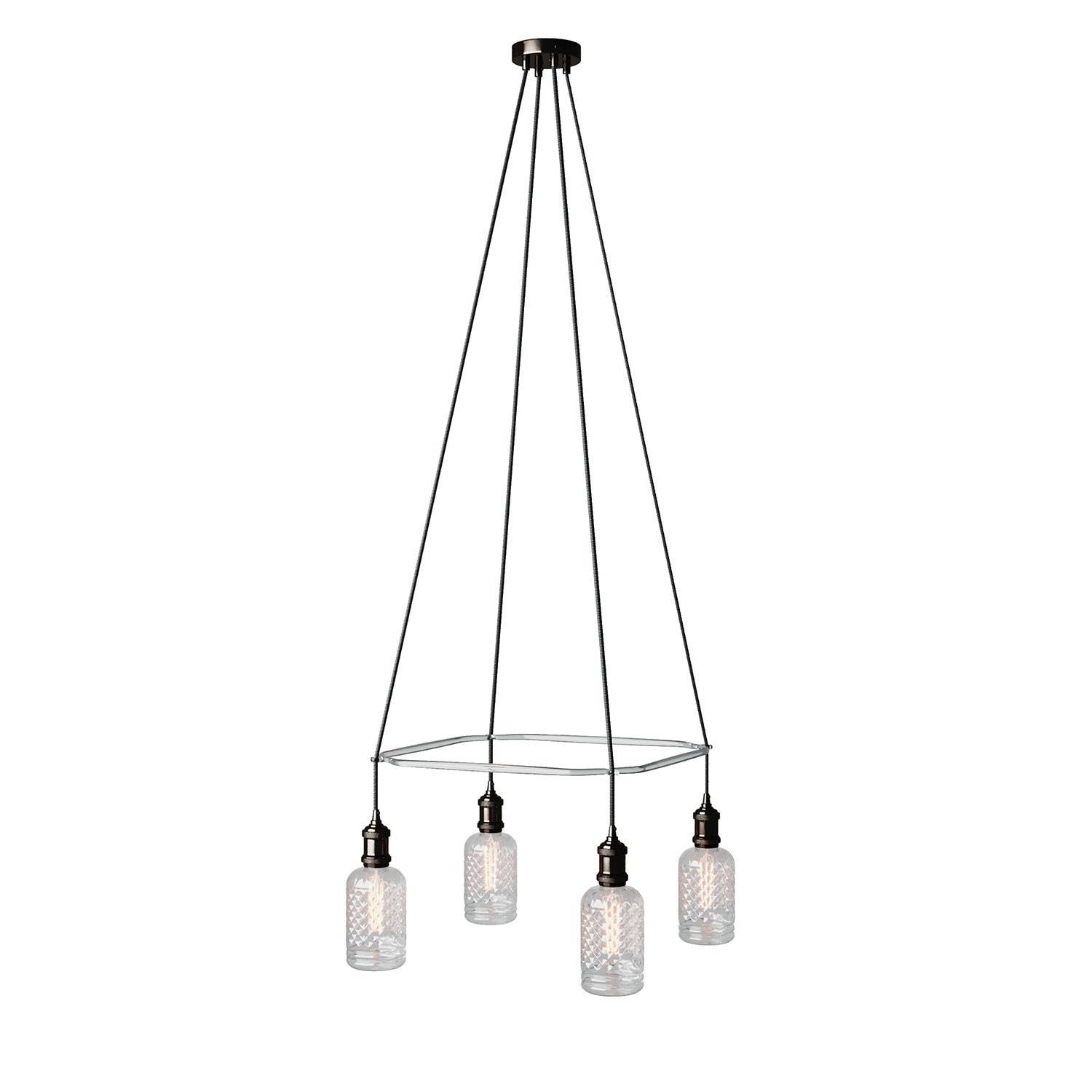 4 Pendels Cage Crystal Lamp