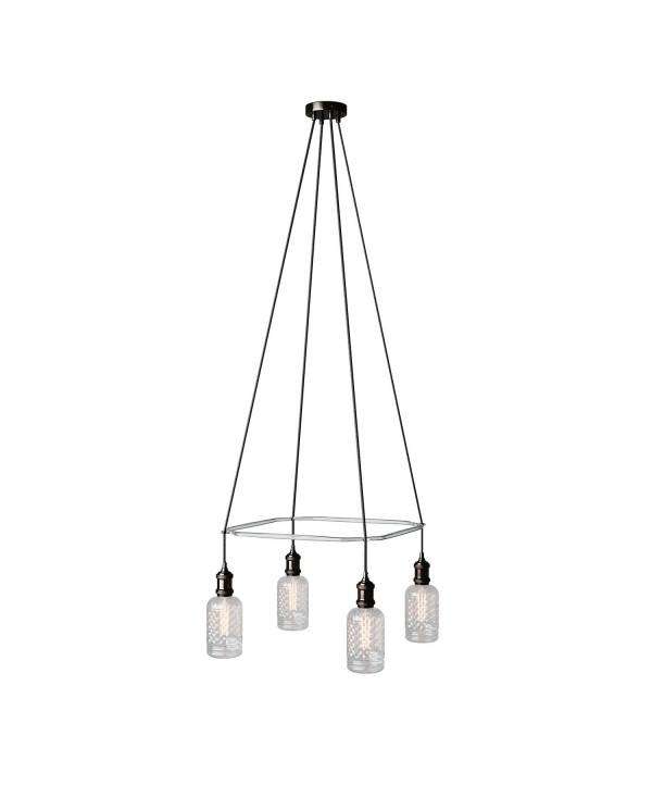 4 Pendels Cage Crystal Lamp