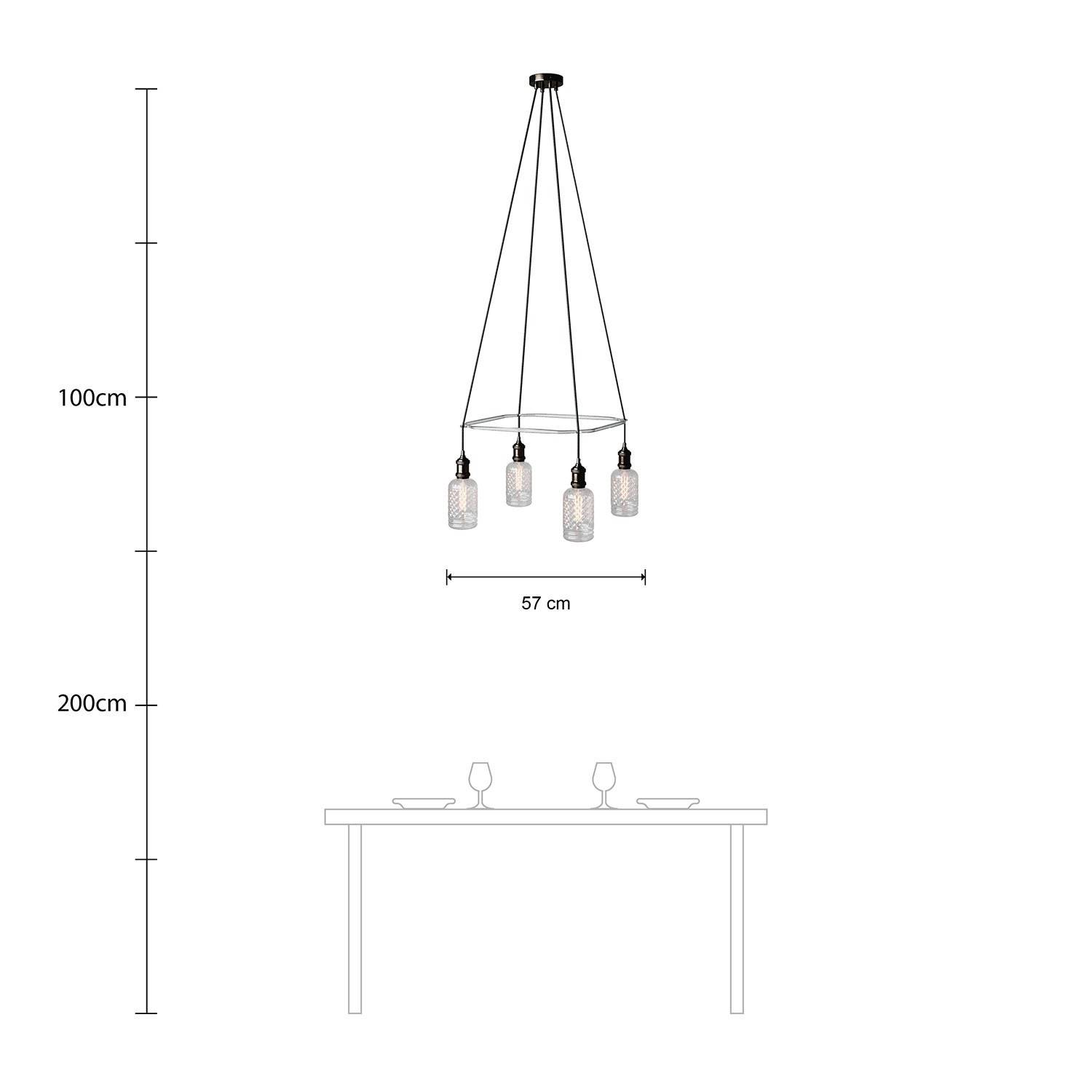 4 Pendels Cage Crystal Lamp