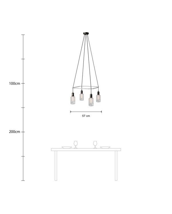 4 Pendels Cage Crystal Lamp