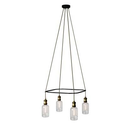 4 Pendels Cage Crystal Lamp