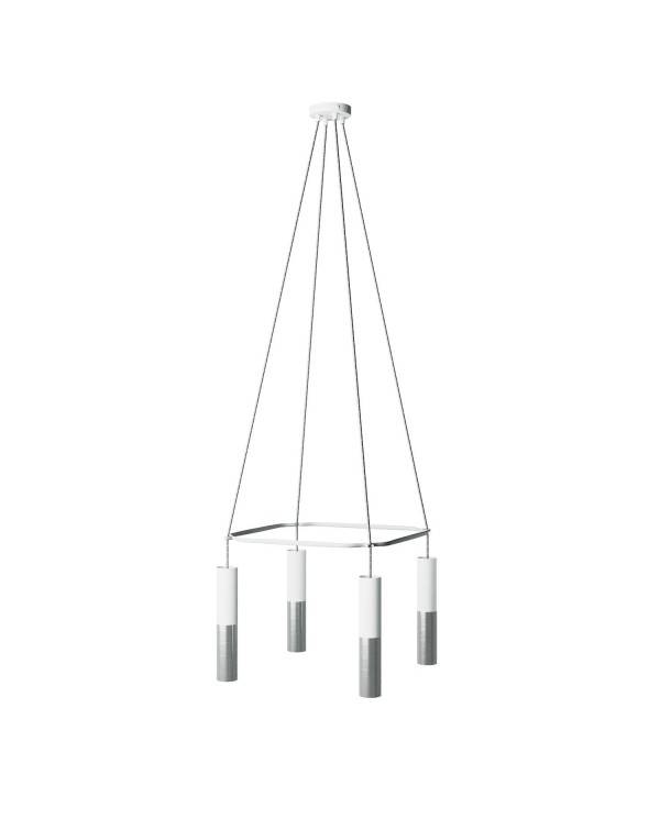 Candeeiro Gaiola Duplo Tub-E14 de 4 suspensões