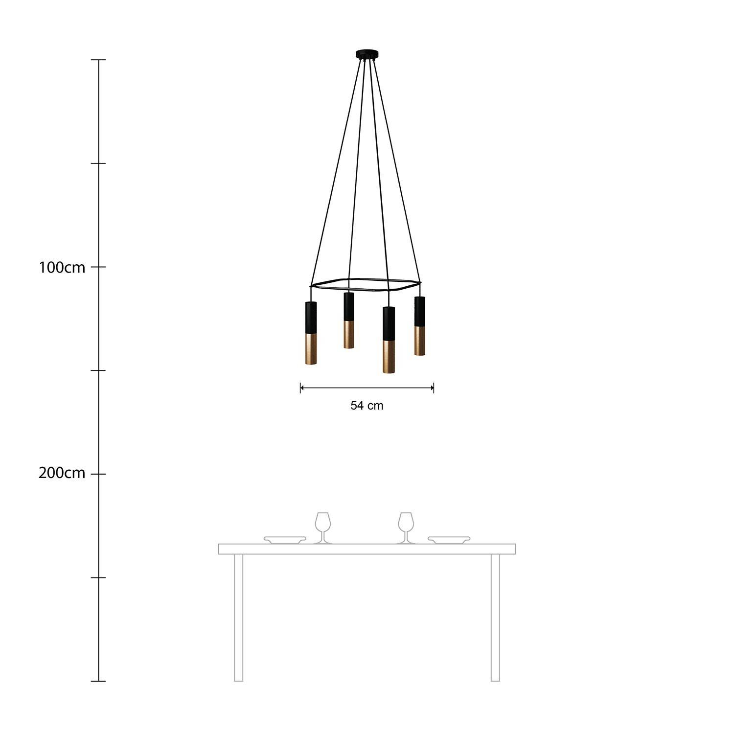 Candeeiro Gaiola Duplo Tub-E14 de 4 suspensões