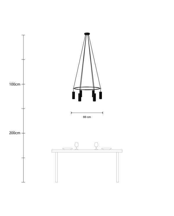 Deckenleuchte Cage Tub-E14 mit 6 Aufhängungen