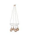 4 Pendels dubbele Cage incl. gedeukte Globe Lamp