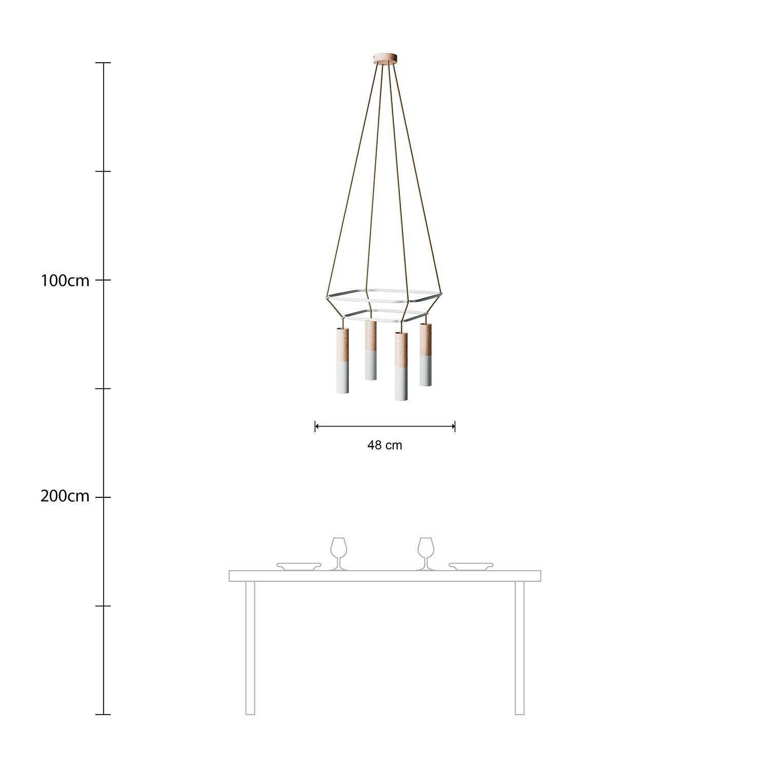 Candeeiro Gaiola Tub-E14 Duplo 2 de 4 suspensões