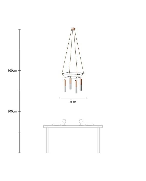 Candeeiro Gaiola Tub-E14 Duplo 2 de 4 suspensões