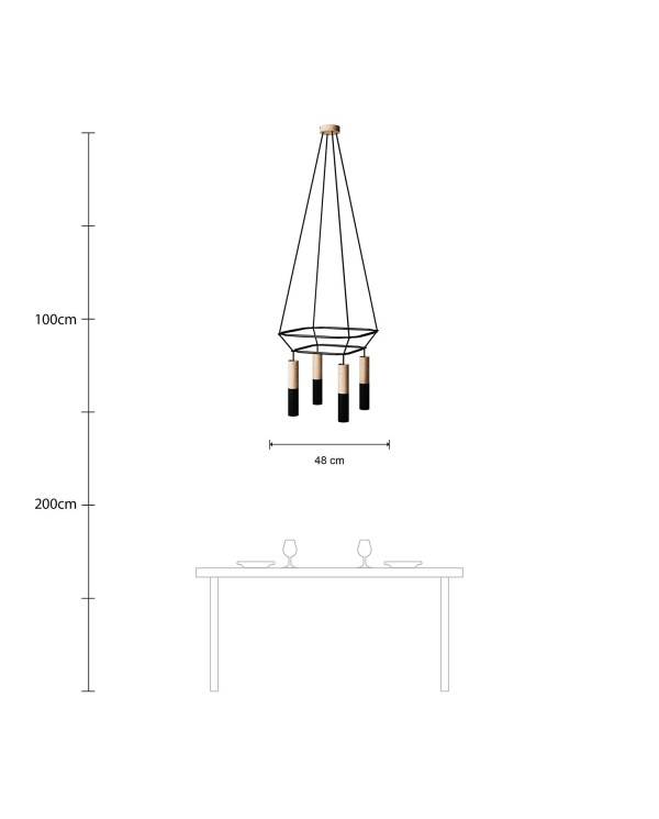 4-falds 2 Cage Tub-E14 Double Lamp