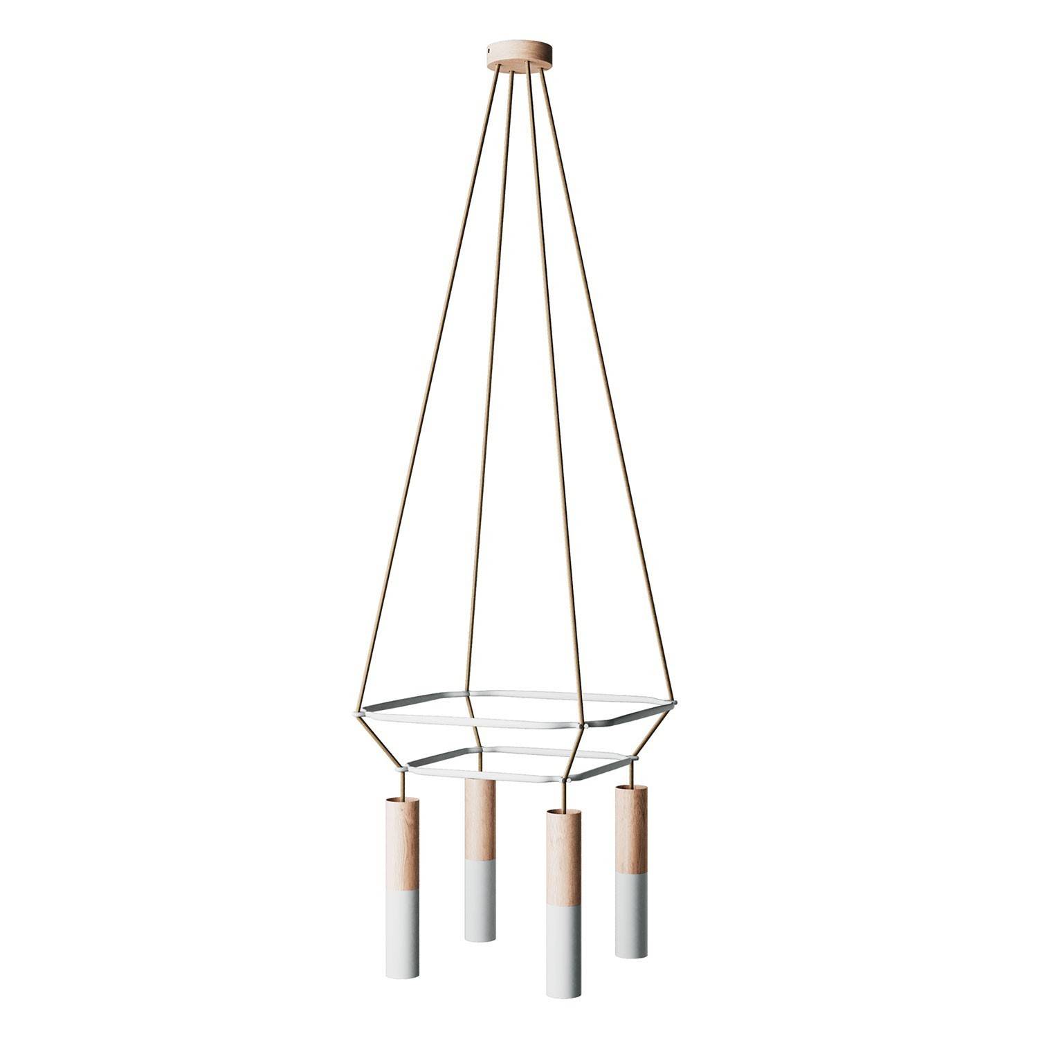 4 Pendels dubbele Cage Tub-E14 Split color Lamp