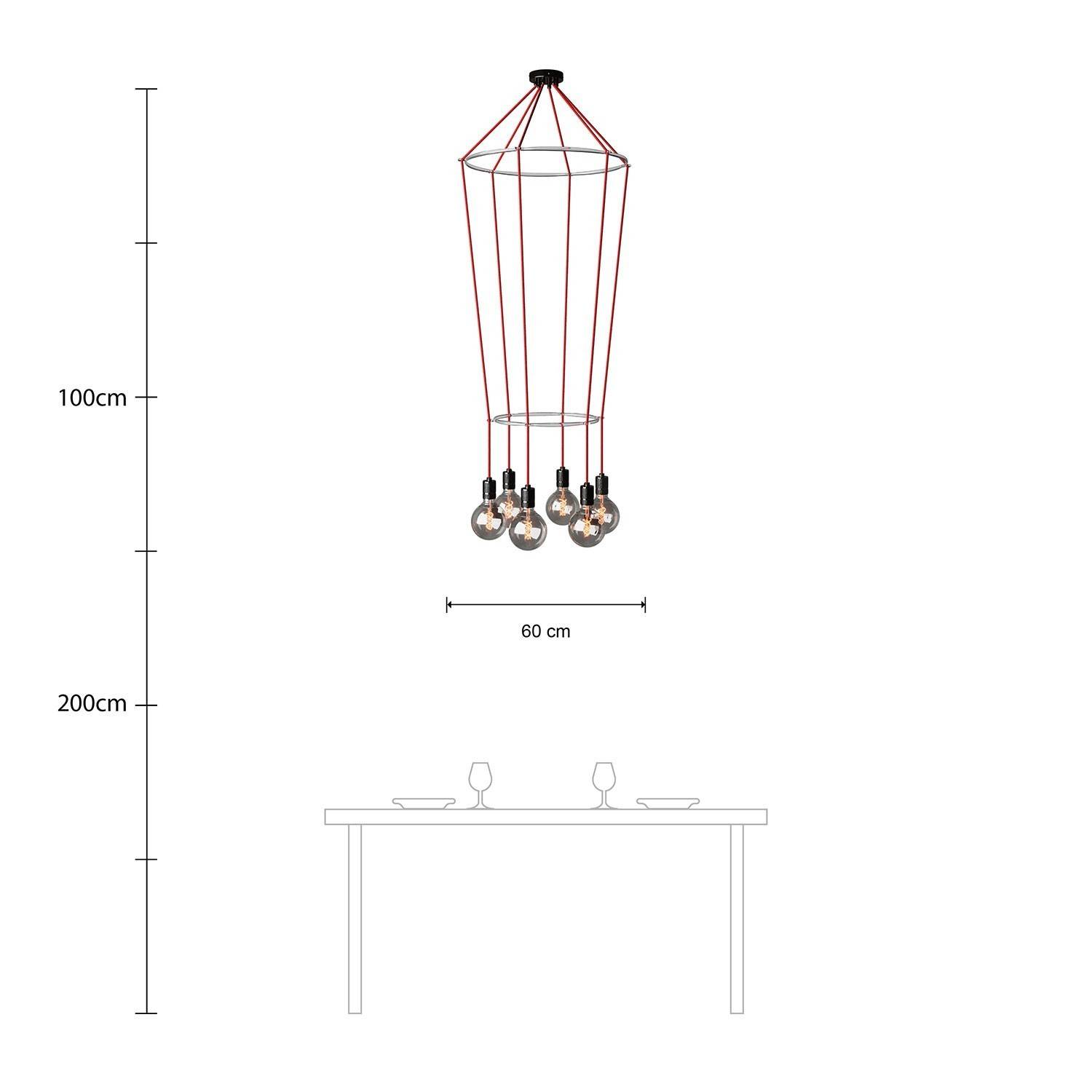 6 Pendels dubbele Ring Cage Globe Lamp