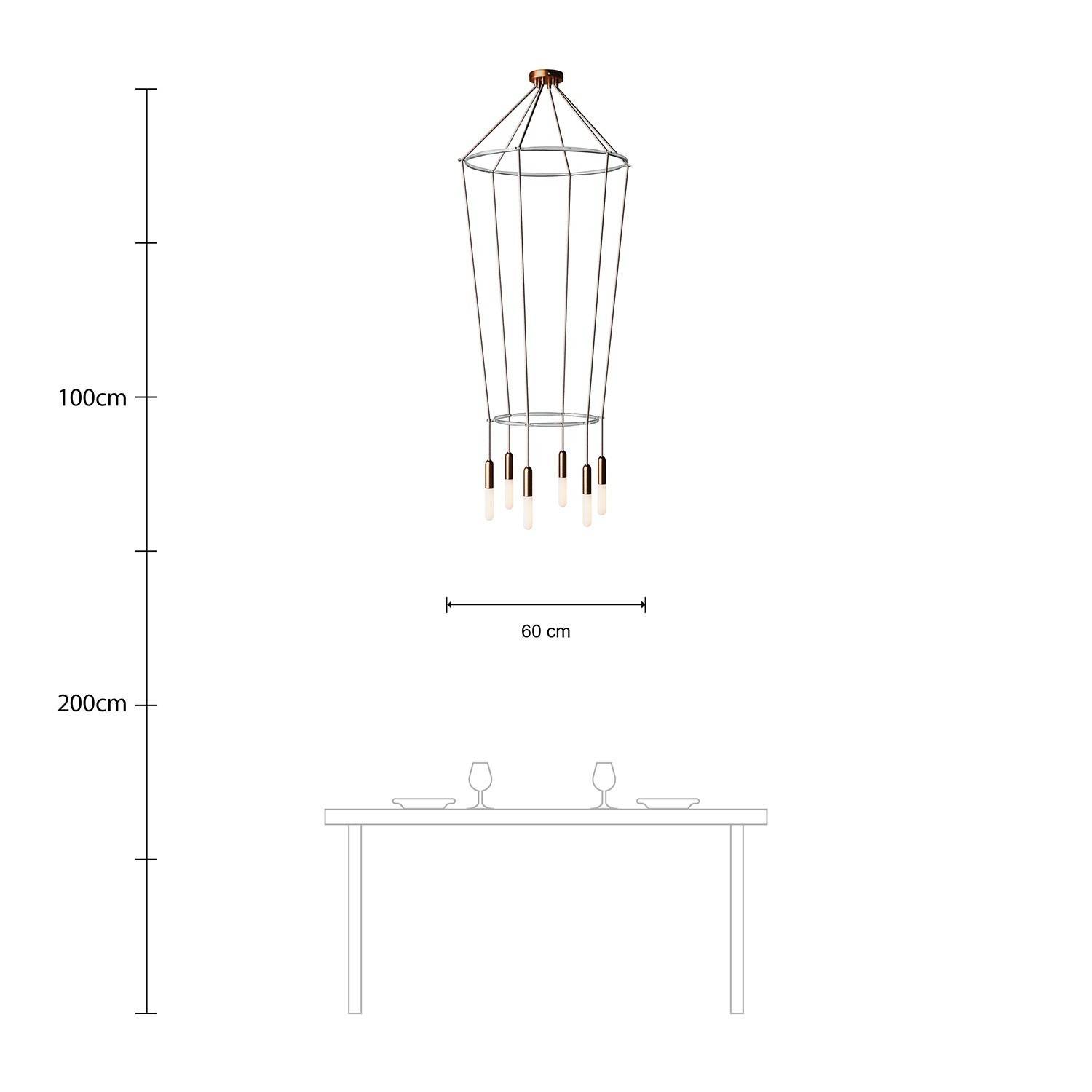 Deckenleuchte 2 Cage P-Light mit 6 Aufhängungen