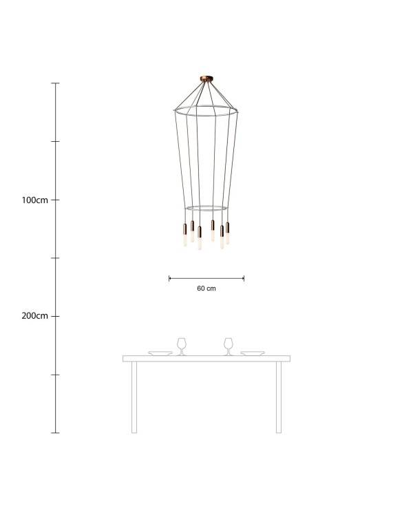 Deckenleuchte 2 Cage P-Light mit 6 Aufhängungen