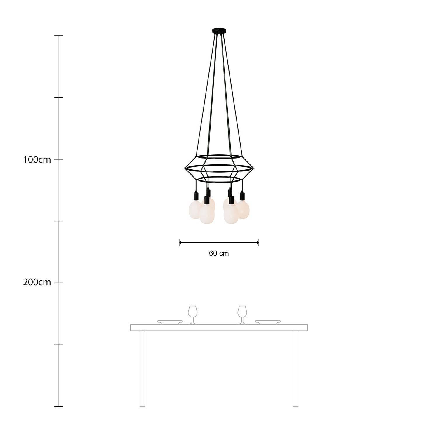 4 Pendels 3 Ringen Cage Rodi Lamp