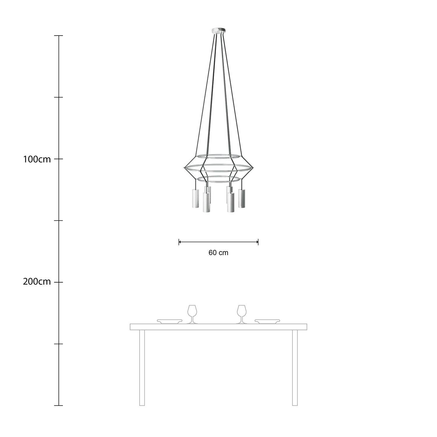 4-Cadru de șasiu pentru lampa Tub-E14 cu 3 brațe