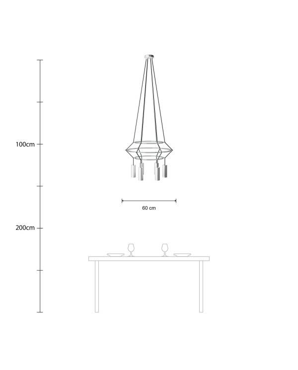 4-Cadru de șasiu pentru lampa Tub-E14 cu 3 brațe