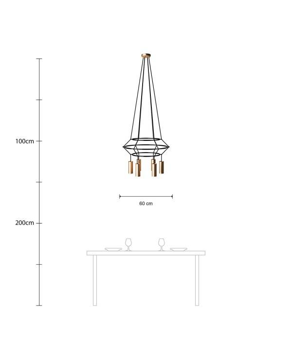 Deckenleuchte 3 Cage Tub-E14 mit 4 Aufhängungen