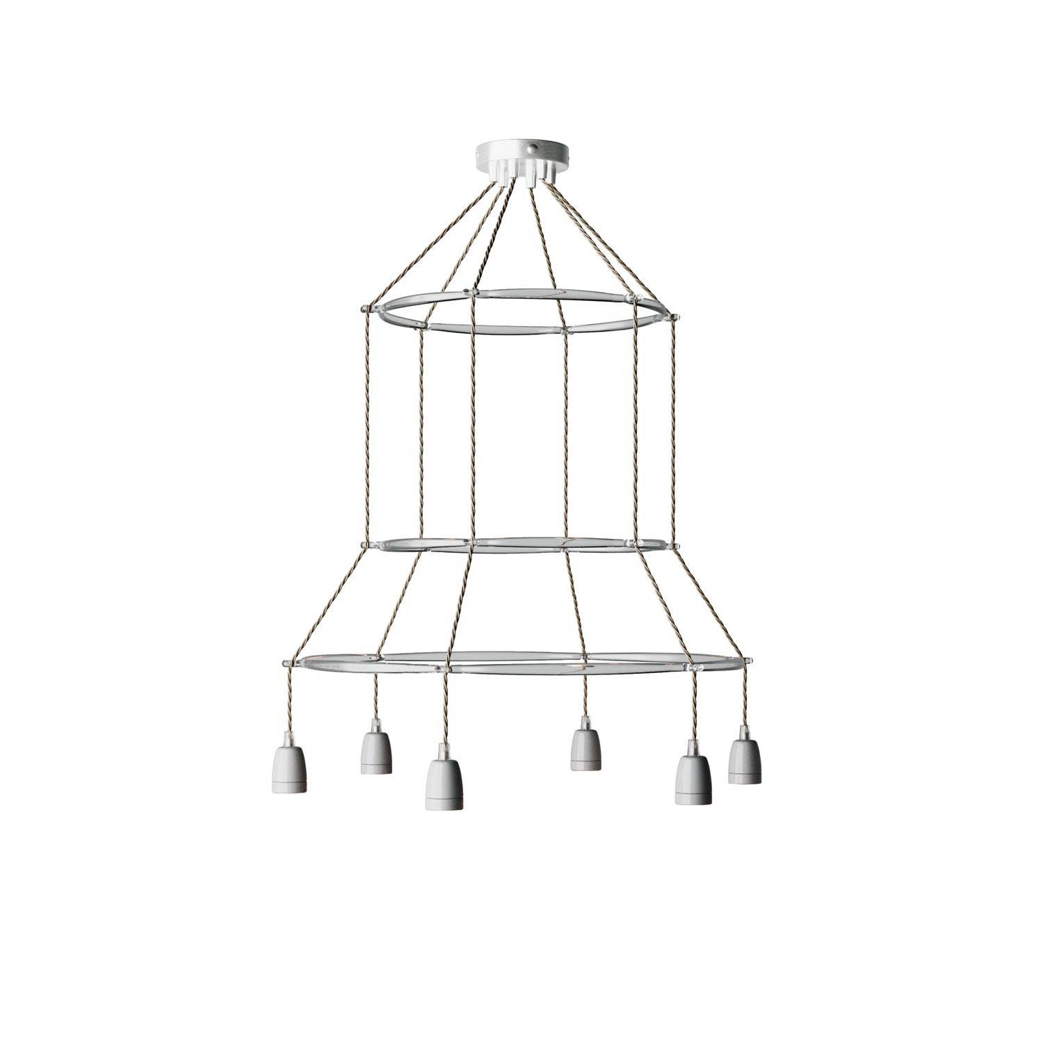 6-faldet 3 Cage Edison ST64 lampe med 3 bur