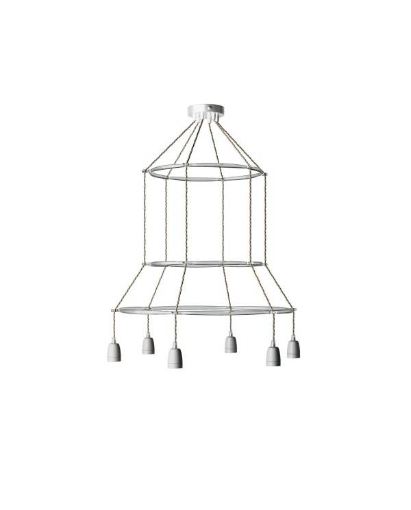 6-faldet 3 Cage Edison ST64 lampe med 3 bur