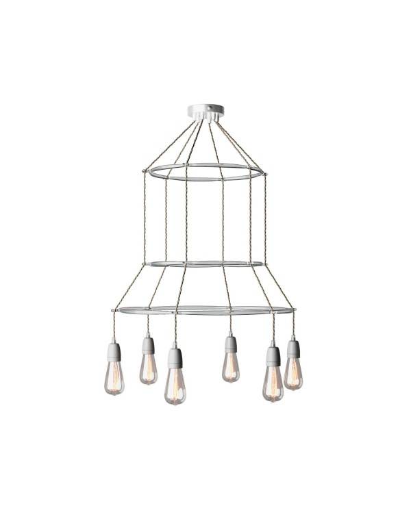 6-faldet 3 Cage Edison ST64 lampe med 3 bur