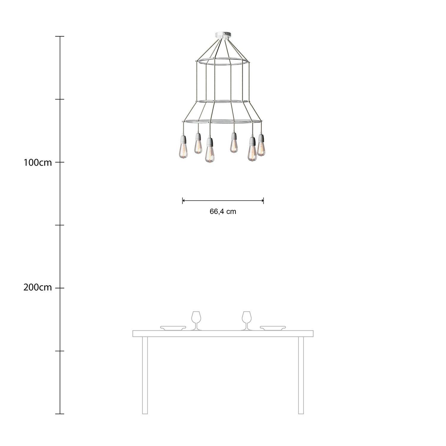 6-faldet 3 Cage Edison ST64 lampe med 3 bur