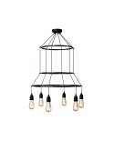 6-faldet 3 Cage Edison ST64 lampe med 3 bur