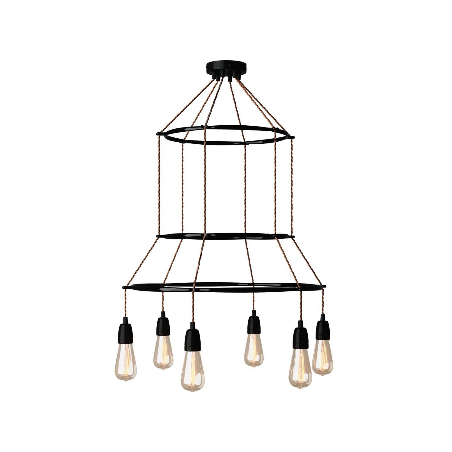 6-faldet 3 Cage Edison ST64 lampe med 3 bur