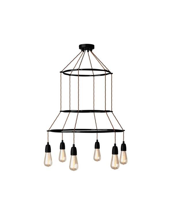 6-faldet 3 Cage Edison ST64 lampe med 3 bur