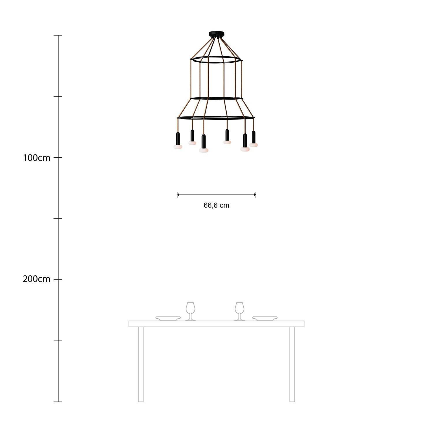 6 Pendels 3 Ringen Cage P-Light Dash Lamp