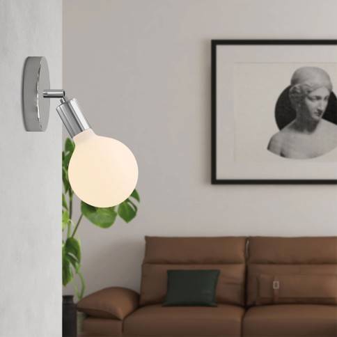 Lampa Kinkiet lampa Fermaluce z metalowym przegubem i porcelanową żarówką Globe