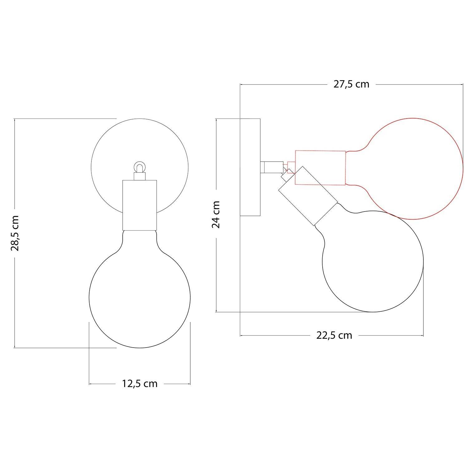 Lampa Fermaluce cu articulație metalică și bec cu glob de porțelan.