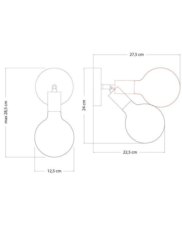 Fermaluce Metall-Leuchte mit Schwenkgelenk und Globe Glühbirne mit Porzellan-Effekt