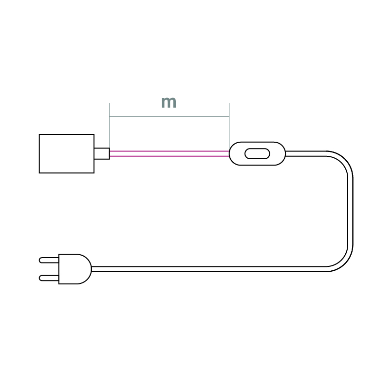 Distancia interruptor - portalámparas